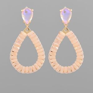 Glass Wrapped Link Teardrop Earrings